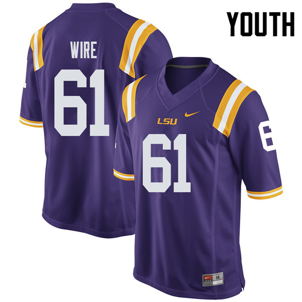 Youth #61 Cameron Wire LSU Tigers College Football Jerseys Sale-Purple